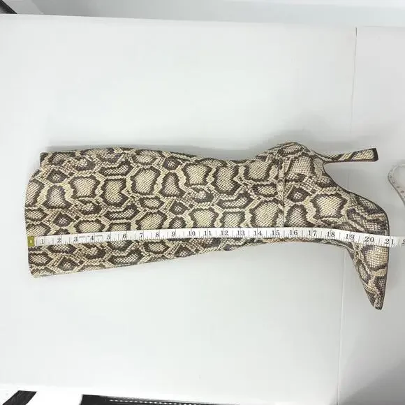 Sam Edelman Elia Knee-High Snakeskin Python Pattern Boots Pointed Toe Stiletto